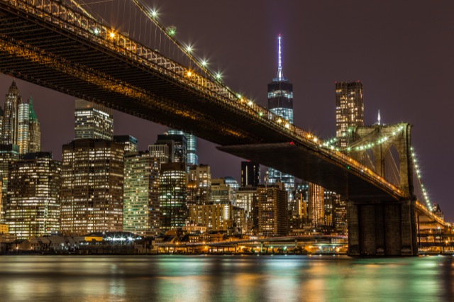 Brooklyn Bridgeからの夜景